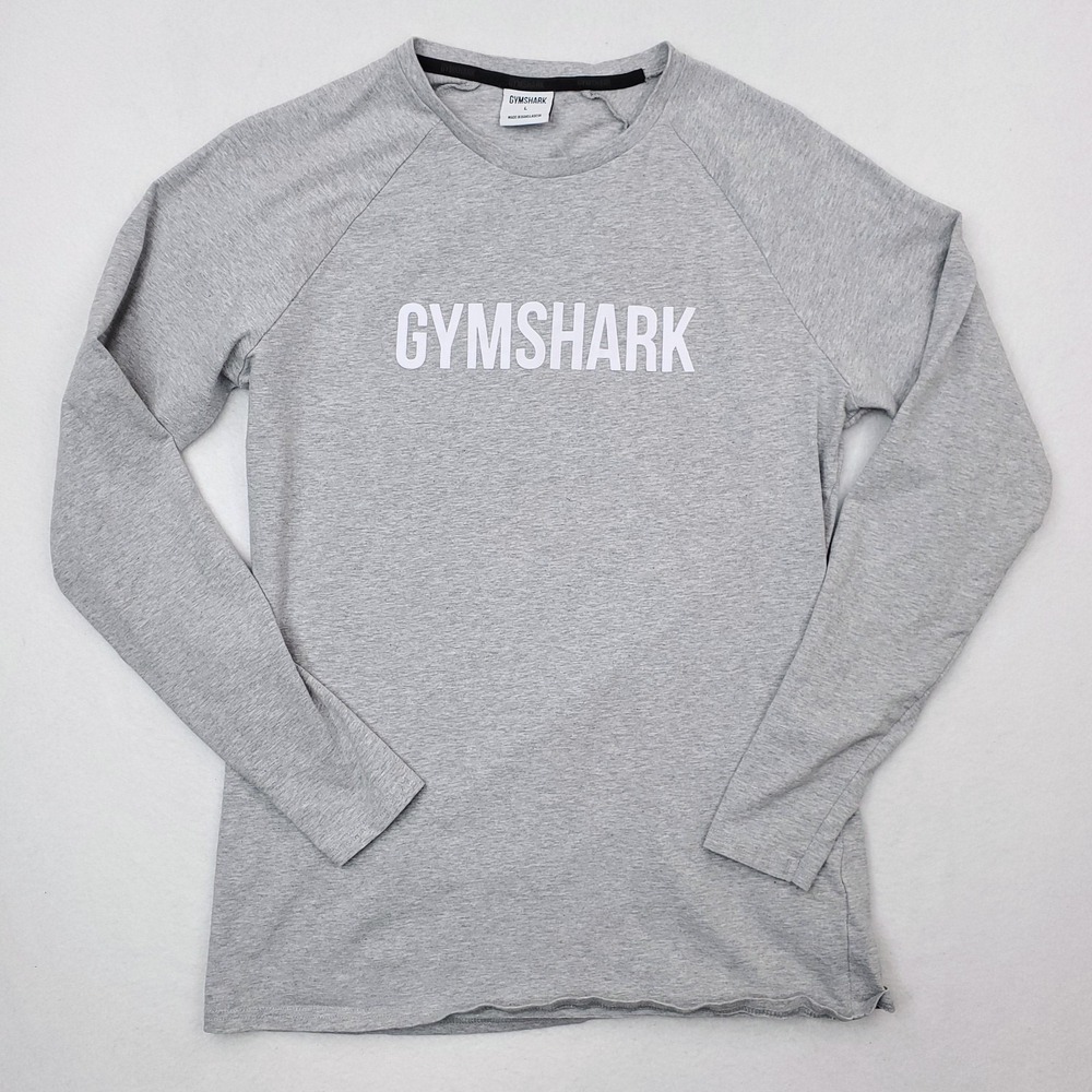 Gymshark Shirt Womens Large Gray Long Sleeve Raglan Athletic Crewneck Stretch